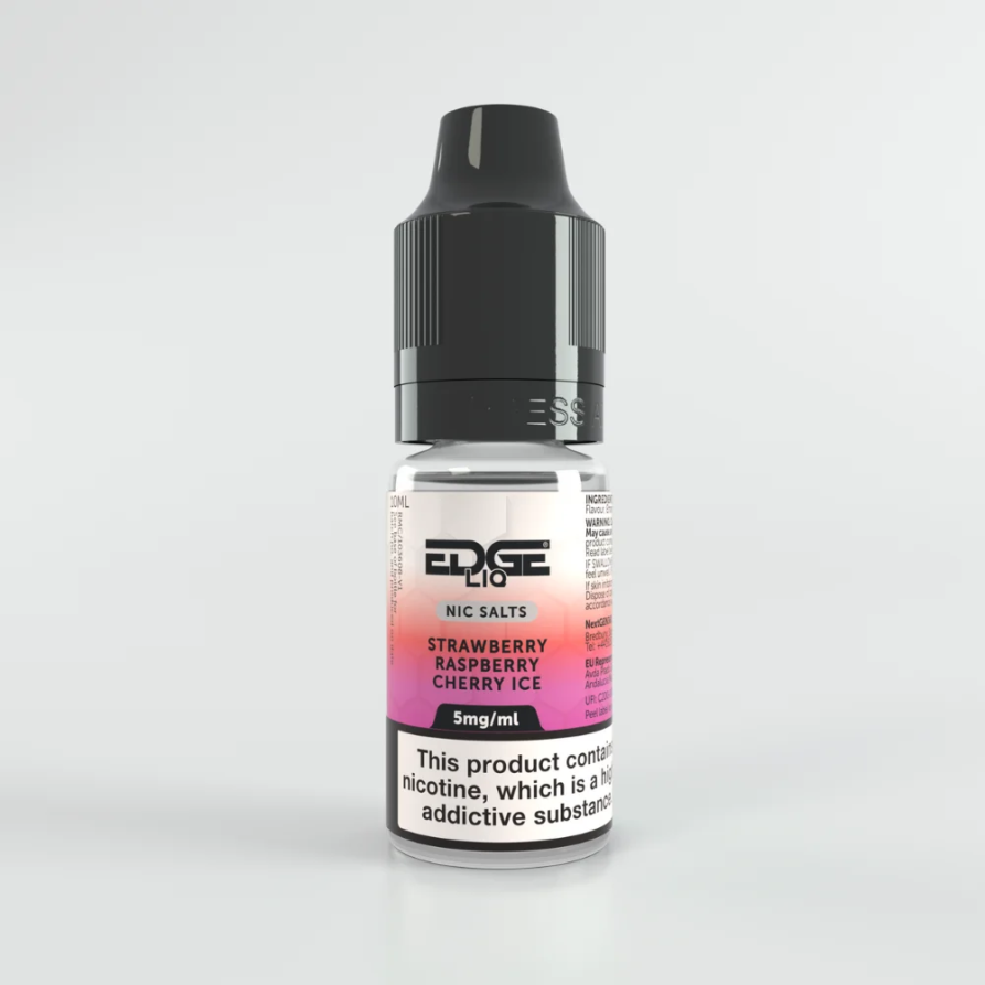 EDGE LIQ Strawberry Raspberry Cherry Ice Nic Salt Cheap UK Made E-Liquid 5mg