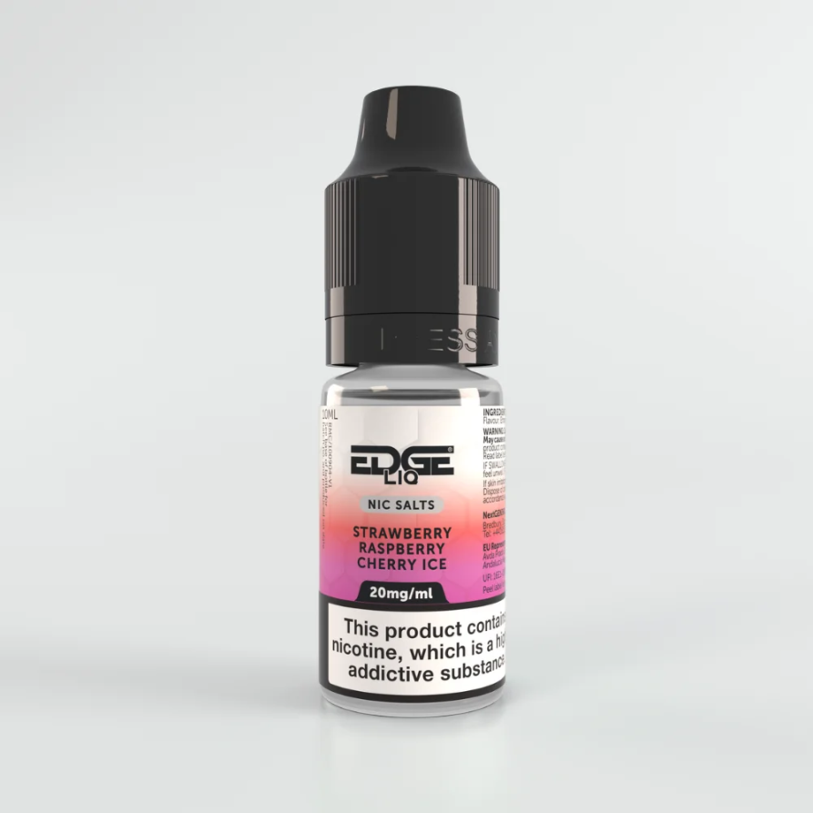 EDGE LIQ Strawberry Raspberry Cherry Ice Nic Salt Cheap UK Made E-Liquid 20mg