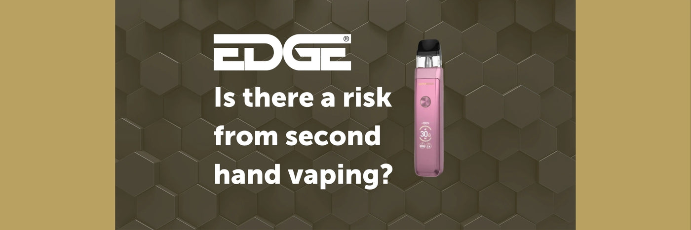 Edge Vaping 'Is there a risk from second hand vaping?' with pink vape device