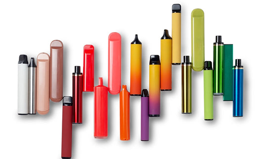 Different types of disposable vapes.