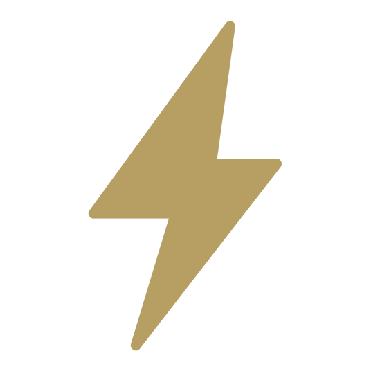 Gold lightning bolt symbol on a white background