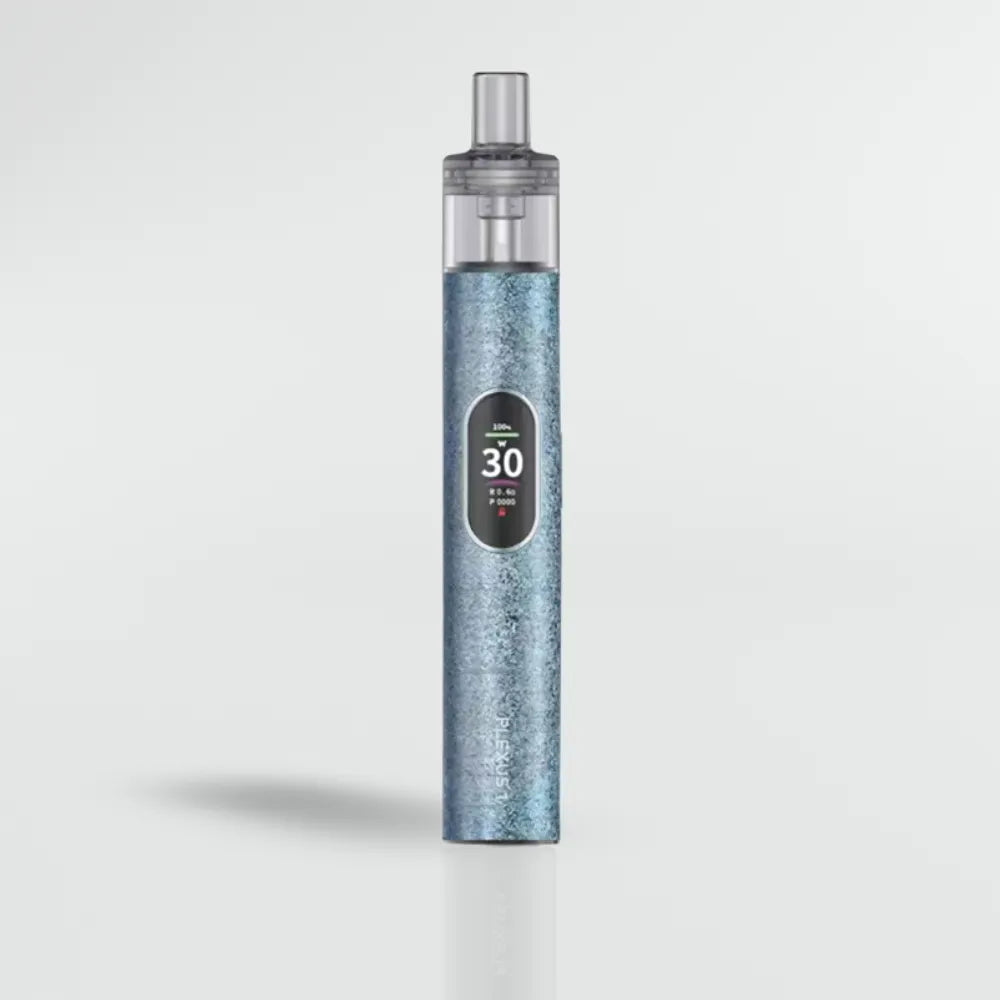Blue Innokin Plexus Go Vape device with a digital display on a light gray background