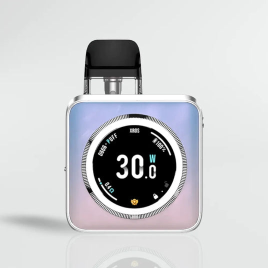 Vaporesso Xros Nano 5 Vaping device with digital display on a light gray background