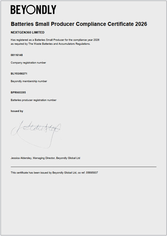 WBAR Compliance Certificate for NextGen360