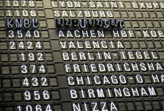 Airport Travel Board Showing Various Major Cities