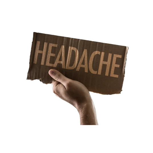 Hand Holding A Sign Saying "Headache"