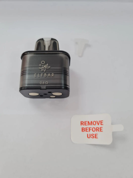 Black vape device with 'Elfbar' branding on a white background