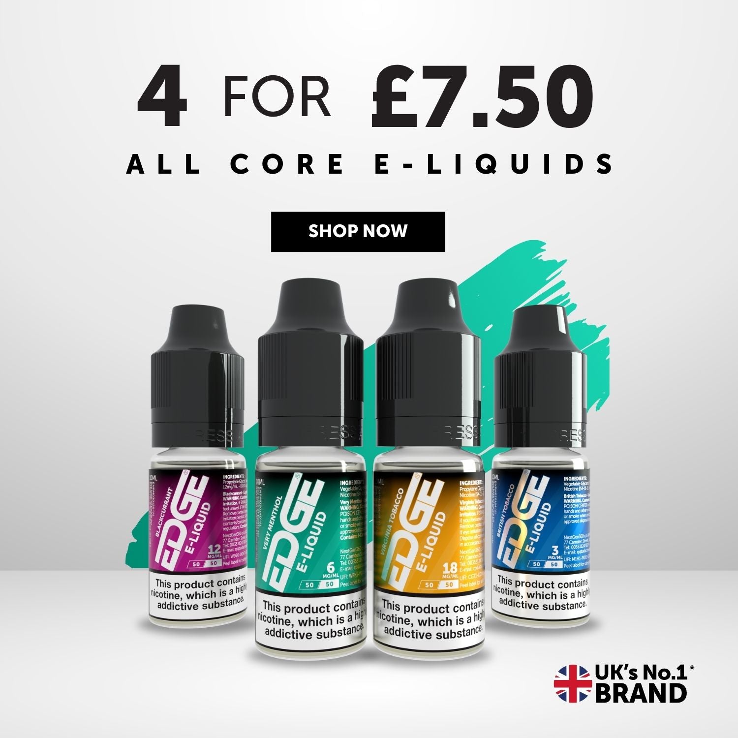 Edge Core Range Mobile Homepage Banner - 4 bottles for £7.50