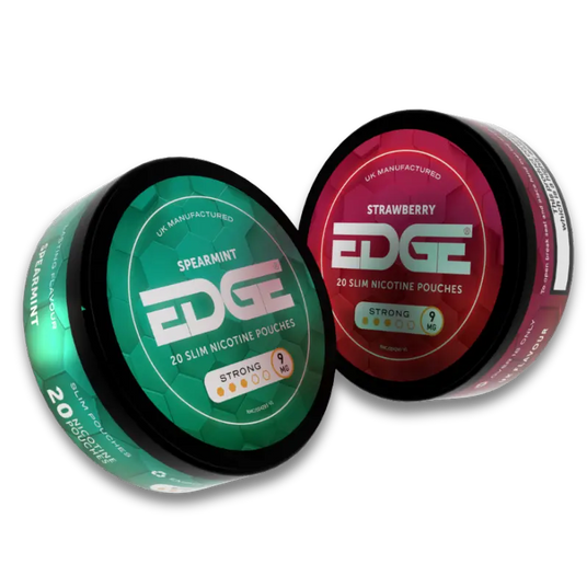 EDGE Spearmint and Strawberry Nicotine Pouches in 9mg - Clear Background