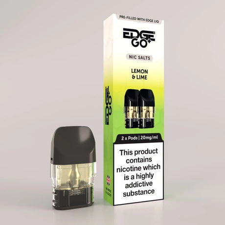 EDGE Go Plus pod with Pod outer packaging for the Lemon and lime pods EDGE Vaping