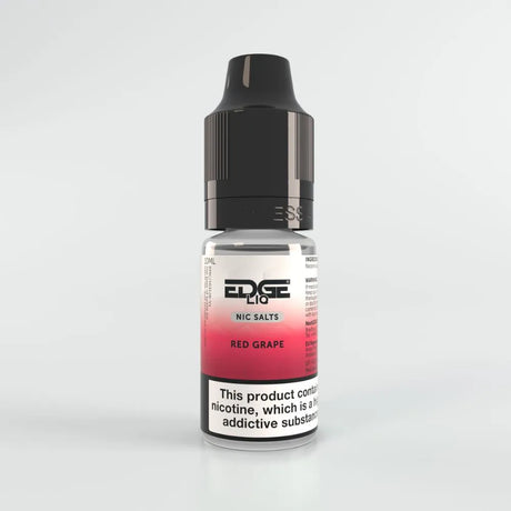 Bottle of Edge Liq Red Grape e-liquid on a light gray background