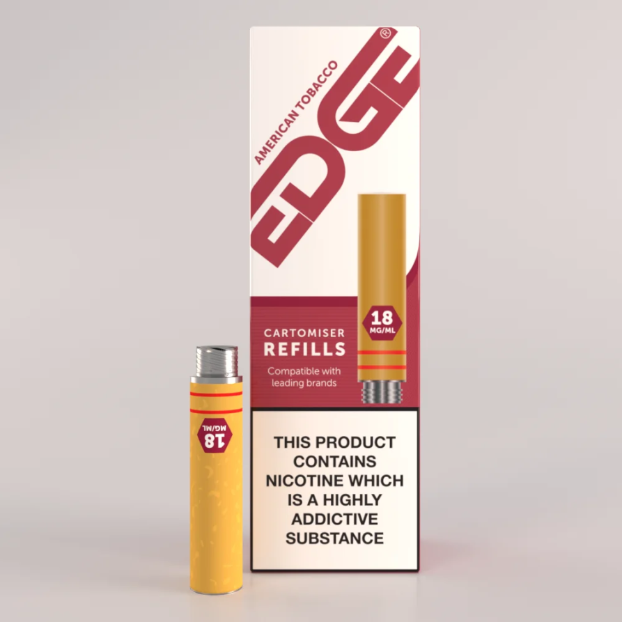 EDGE Cartomiser Refill American Tobacco Flavour UK Made 18mg