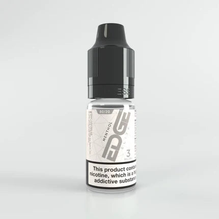 EDGE Menthol Vape juice bottle with a black cap on a light gray background