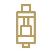 Vaping tank icon in gold