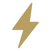 Gold lightning bolt symbol on a white background