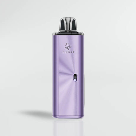 Purple vape device ELFBAR ElfX Mega with 'ELF BAR' branding on a light gray background