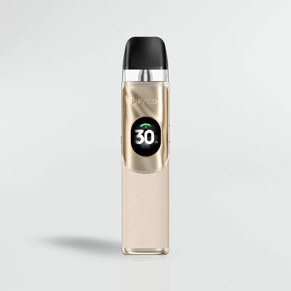 Vape device geekvape wenax q2 with digital display on a light gray background