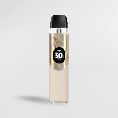 Vape device geekvape wenax q2 with digital display on a light gray background