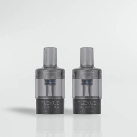 Two Plexus VAPE POD 0.8OHM cartridges on a light gray background
