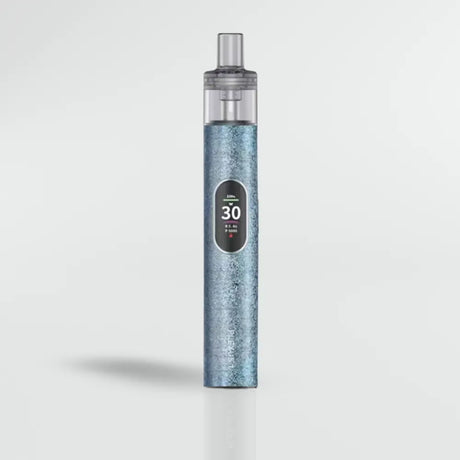 Blue Innokin Plexus Go Vape device with a digital display on a light gray background