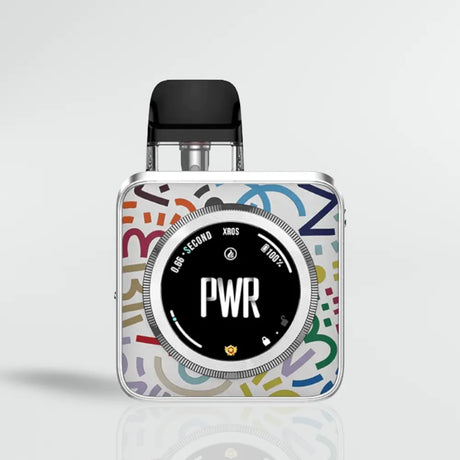 Vaporesso Xros Nano 5 Vape device with colorful abstract design on a white background