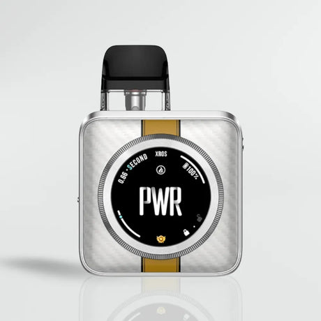 Silver Vaporesso Xros Nano 5 device with 'PWR' display on a white background