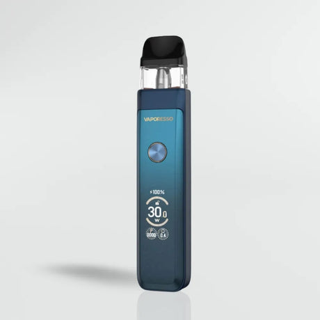 Blue Vaporesso Xros Pro 2 vape device with visible branding on a light gray background