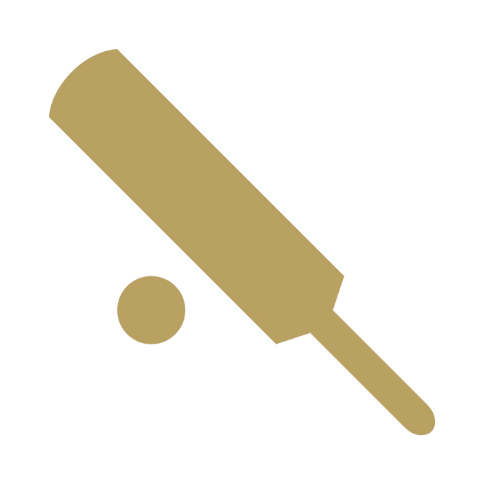 Cricket Bat and Ball Icon in Gold